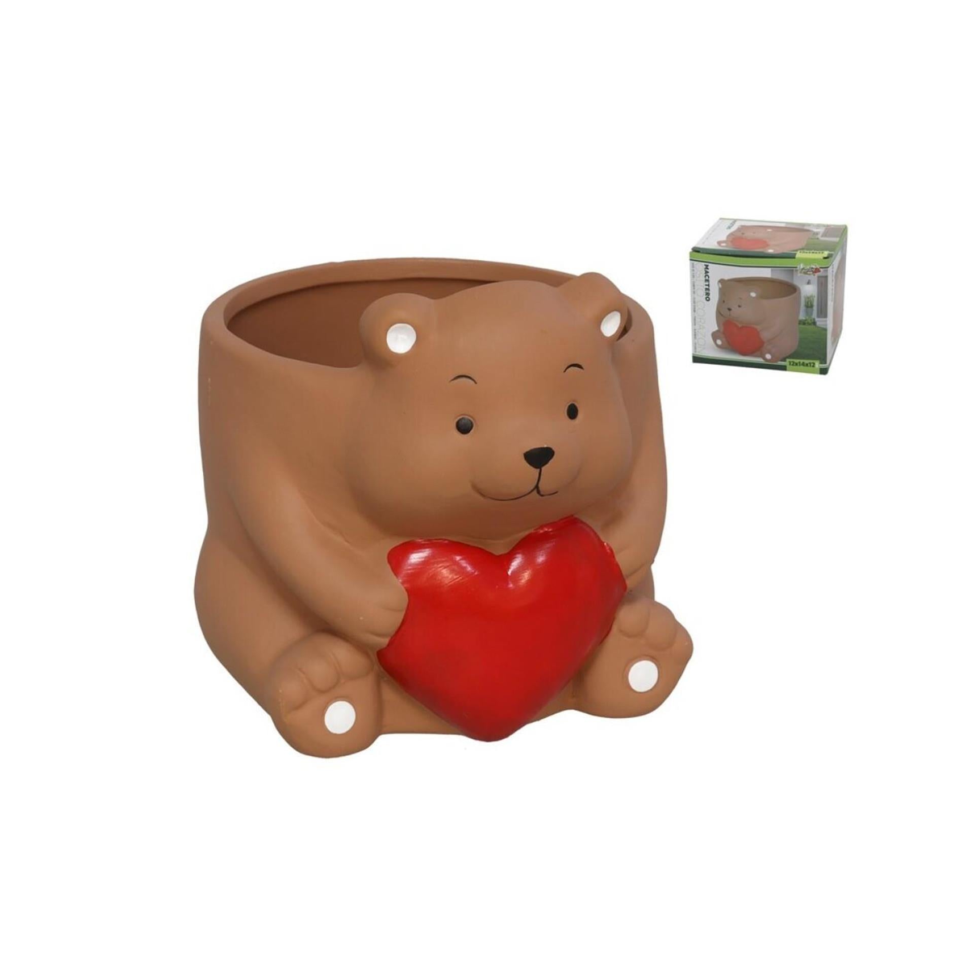 Draag pot met cerami-hart. 12x14,5x12cm