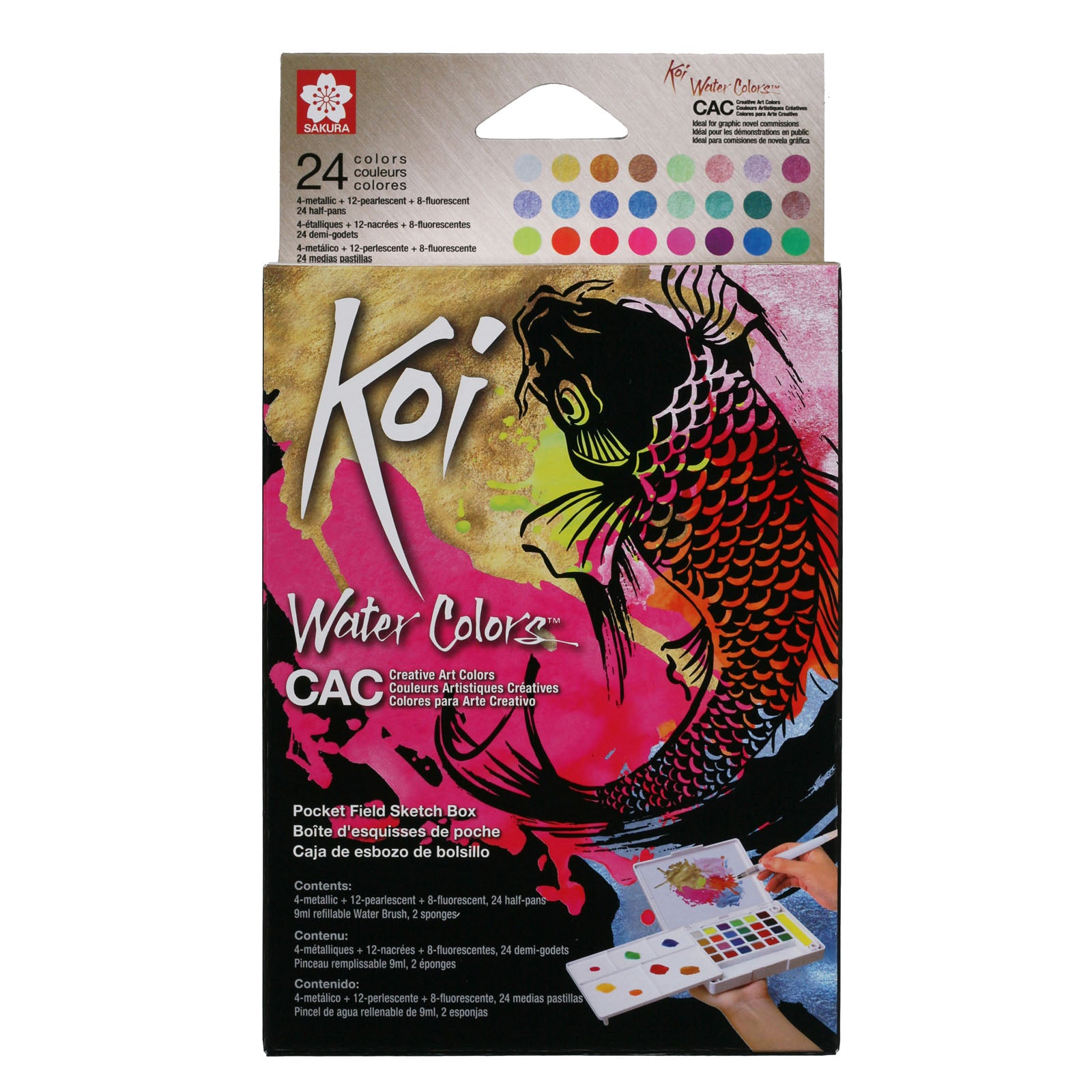 Sakura • koi aquarel sketchbox 24 metallic reflex pearl