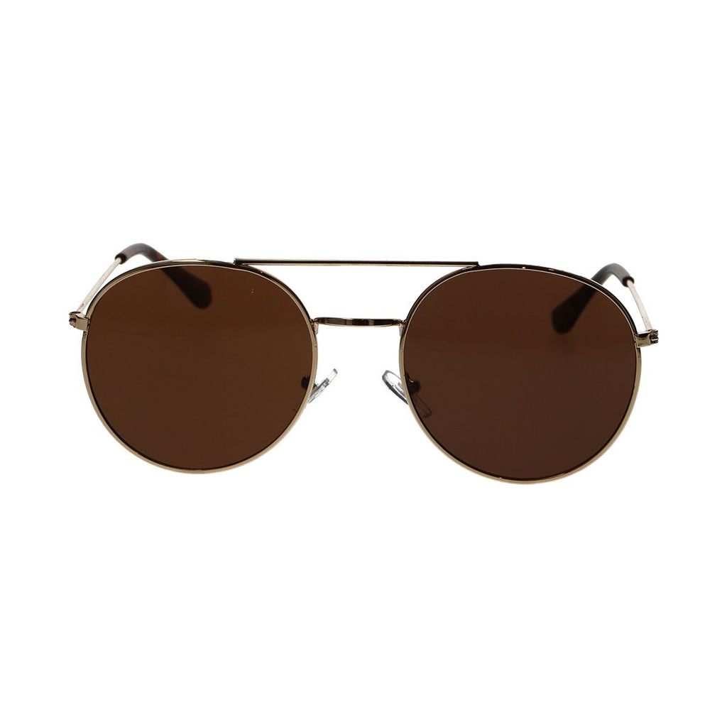 Spectrum zonnebril rond goud metaal bruin unisex