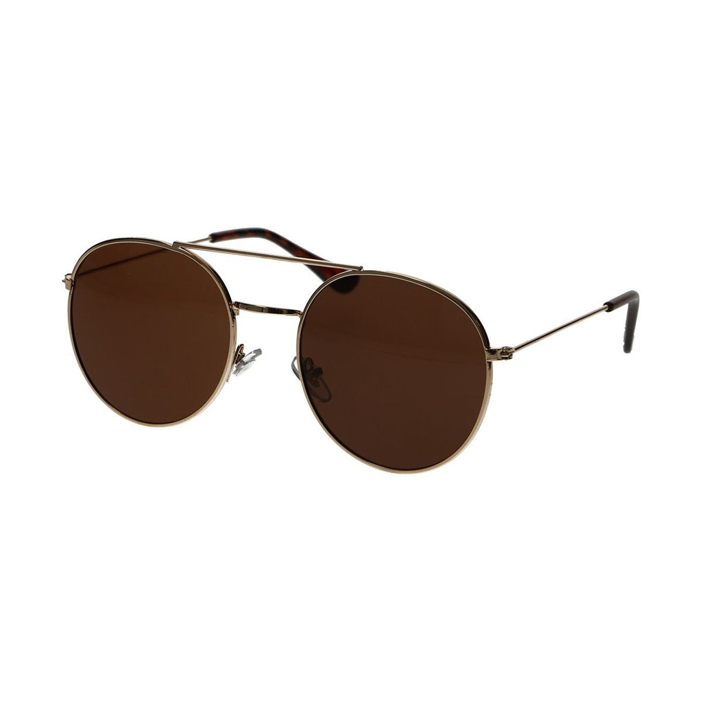 Spectrum zonnebril rond goud metaal bruin unisex