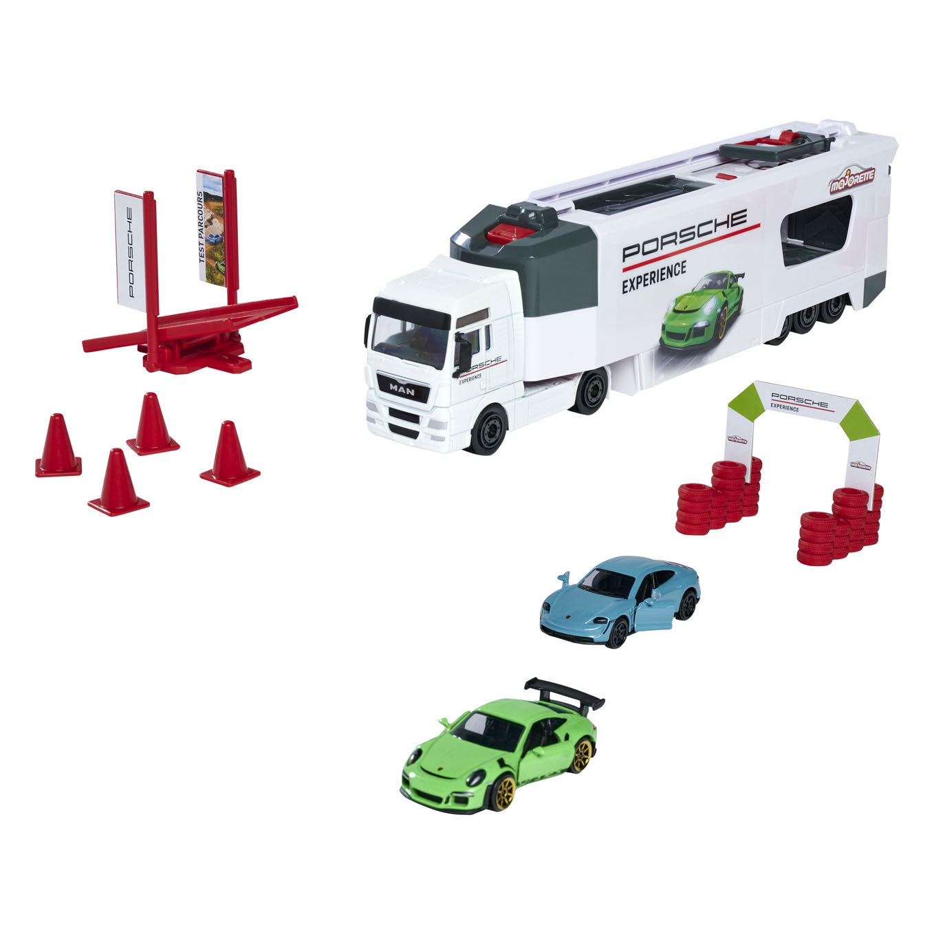 Majorette TGX Porsche Erlebnistransporter Spielset