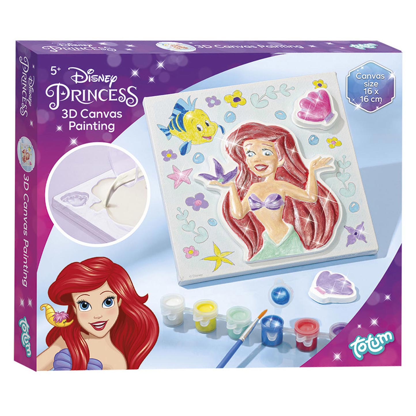 Einführung Disney Prinzessinnen-Bastelset, 3D-Leinwandbild, Prinzessinnenmalerei zum Selbermachen von Arielle