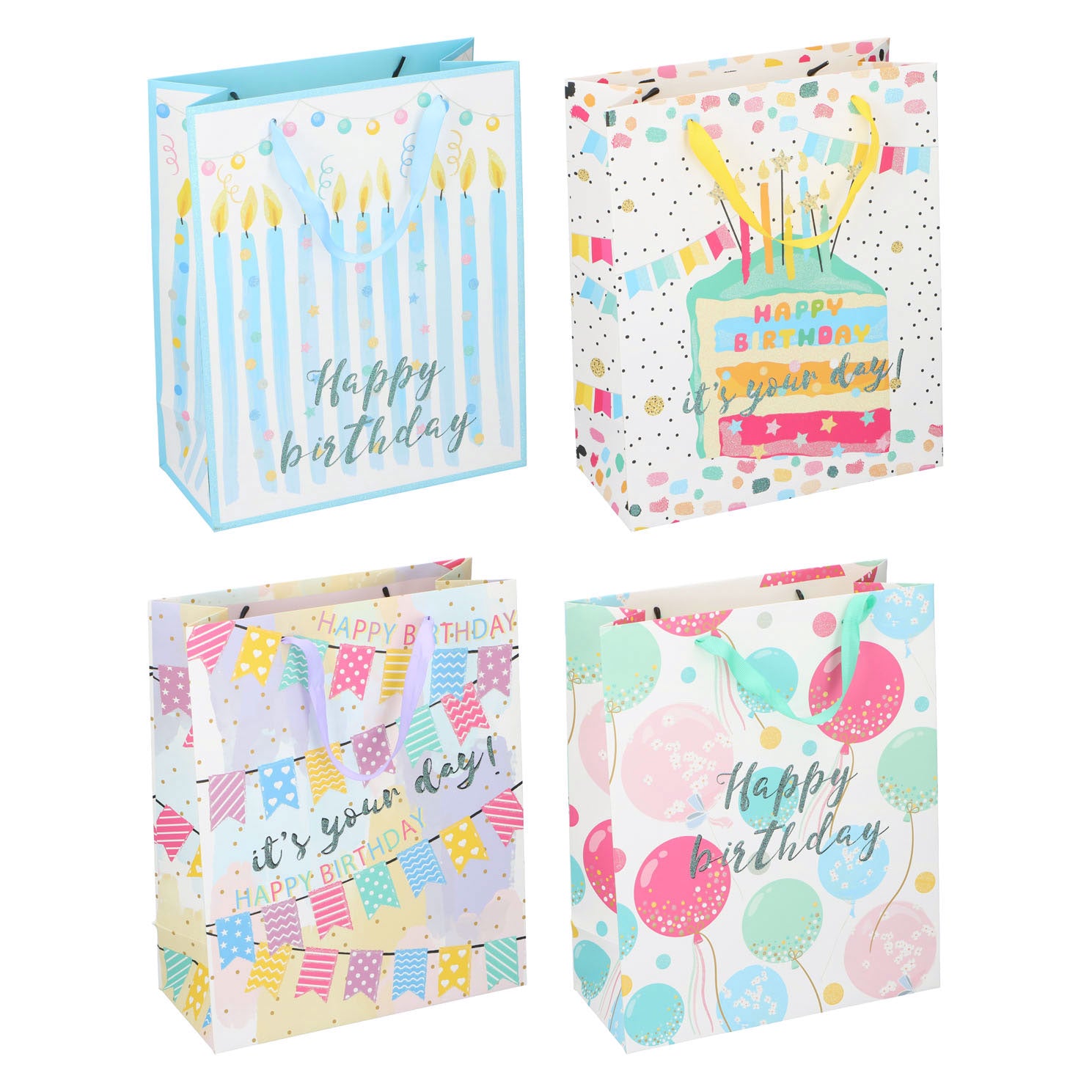 Cadeautas happy birthday glitter ballon 26x12x32cm
