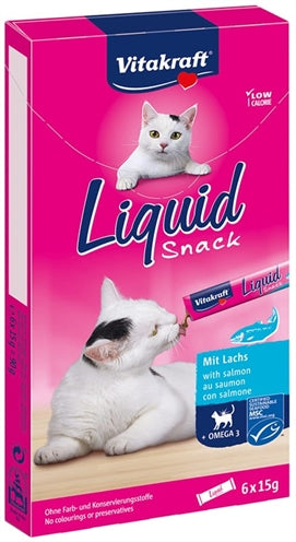 Vitakraft cat liquid - zalm omega - kattensnack - 6 st