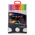 Stabilo pen 68 brush - premium brush viltstift - met flexibele penseelpunt - colorparade met 20 verschillende kleuren