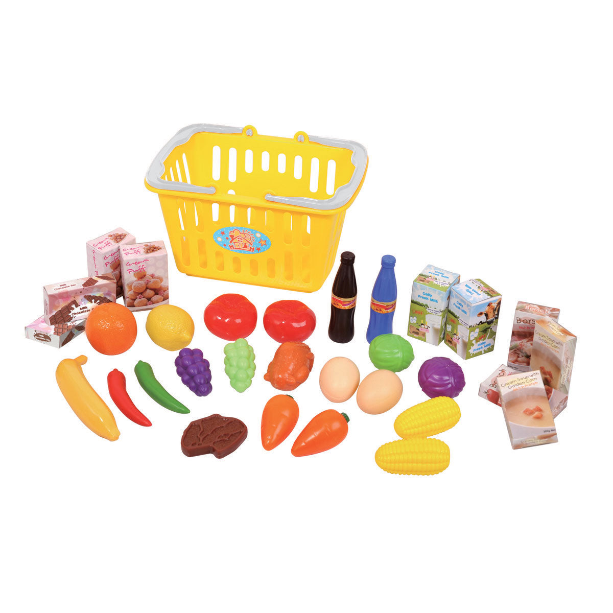Spielen Sie Sie Korb mit Lebensmitteln