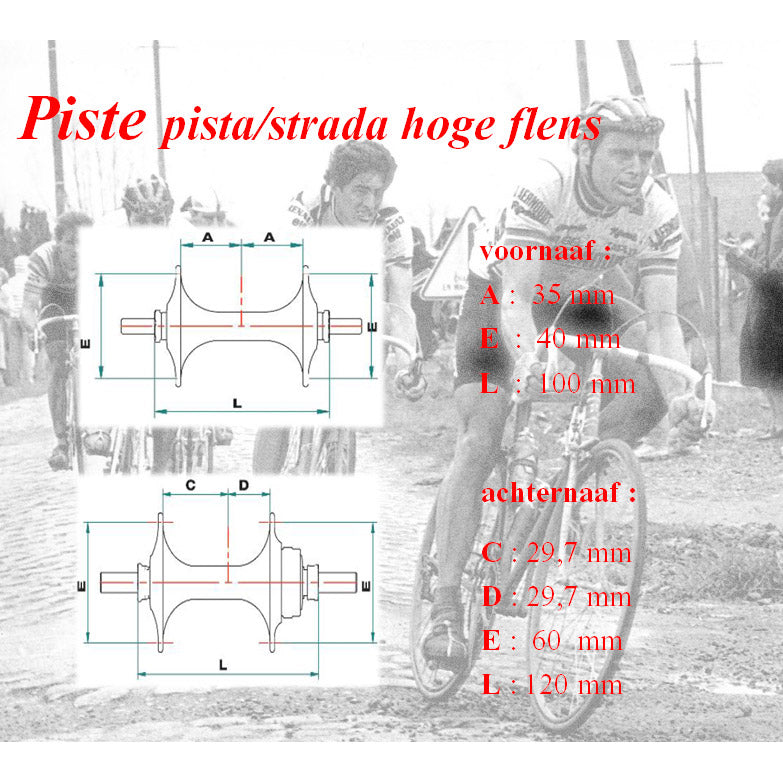 Miche naafset pista strada v+a 32g m hoge-flens flip flop zi.