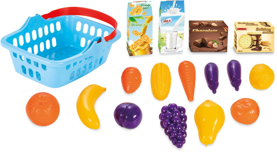 Pilsan Speelgoedfruitmand blauw 17-delig