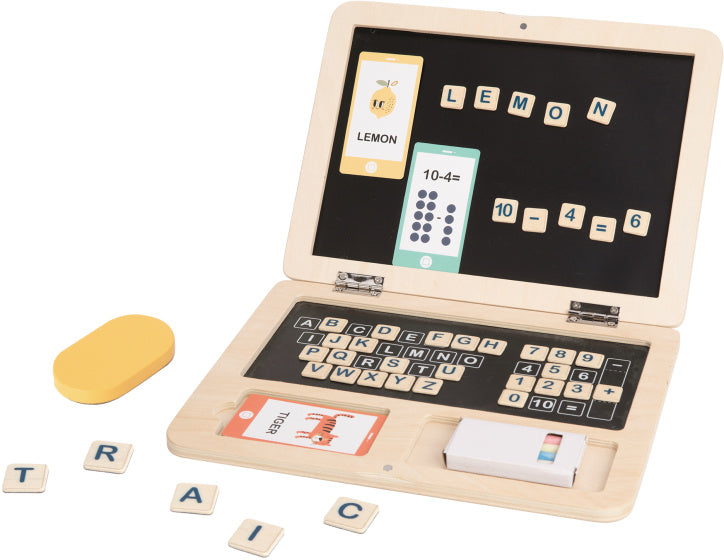 Tooky Toy Spielzeug-Laptop aus Holz, 58 Teile