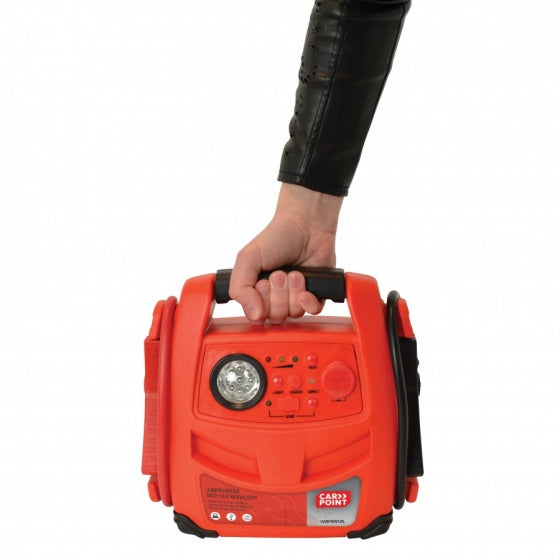 starthulp 2-in-1 met led werklamp 12 Volt 7 ah oranje