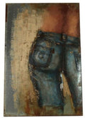 Hi-point Jeans Retraw schilderij 120 cm nikkel blauw bruin