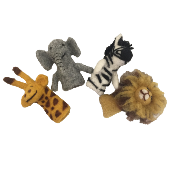 Papoose Toys Papoose Toys African Animal Finger Puppets 4pc