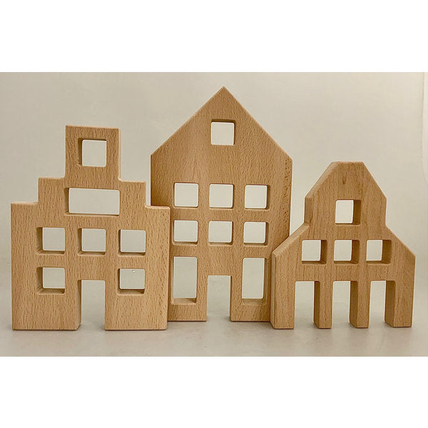 Papoose Toys Papoose Toys Dutch Wood Houses 3pc
