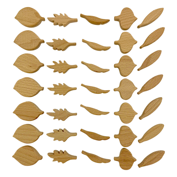 Papoose Toys Papoose Toys Mini Natural Leaf Shapes 35pc