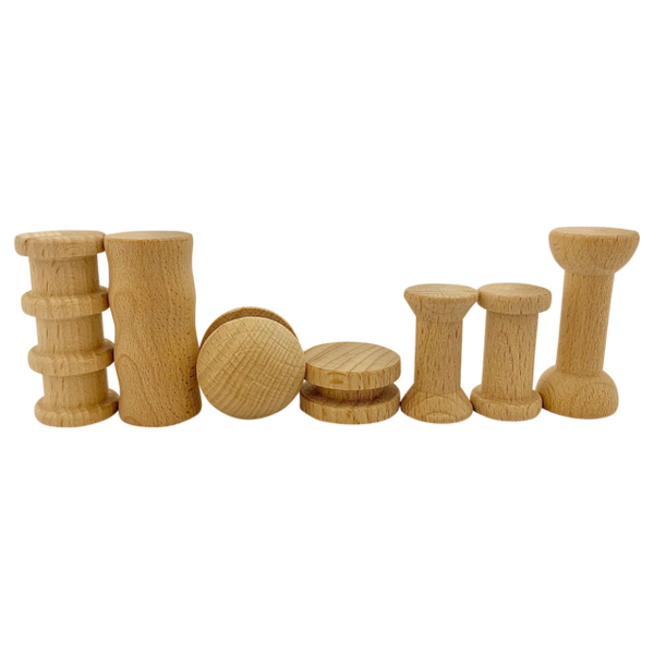 Papoose Toys Papoose Toys Mini Natural Spool Set 7pc