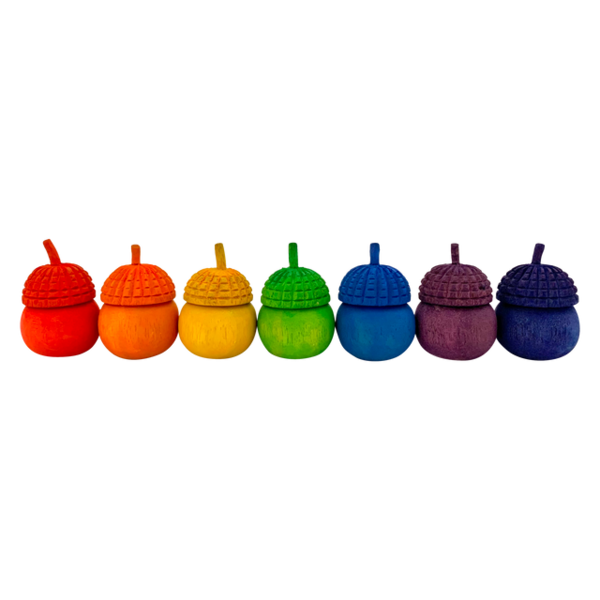 Papoose Toys Papoose Toys Mini Rainbow Acorn Pots 7pc