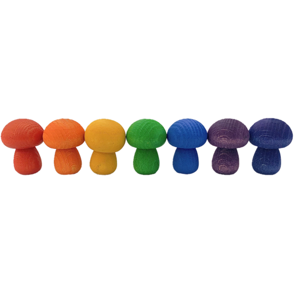 Papoose Toys Papoose Toys Mini Rainbow Mushroom 7pc