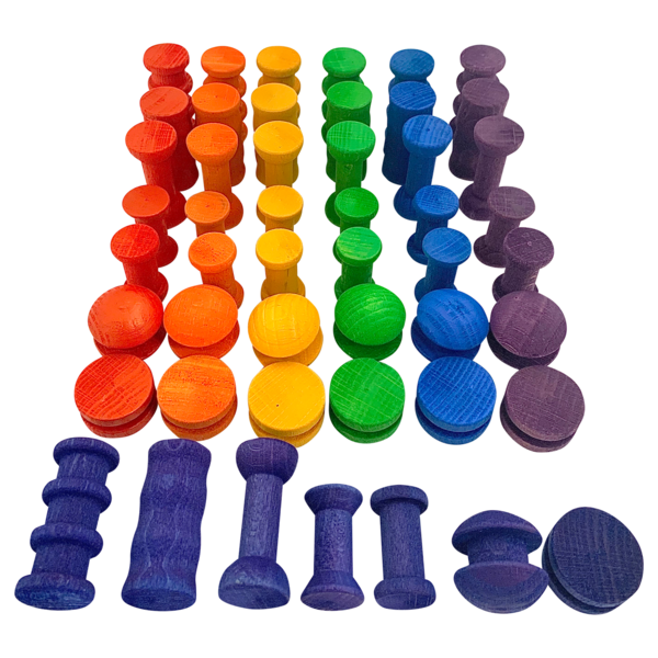Papoose Toys Papoose Toys Mini Rainbow Spools 49pc