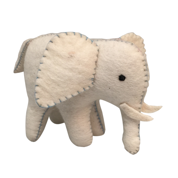Papoose Toys Papoose Toys White Elephant Blue Stitching