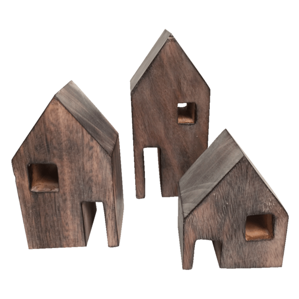 Papoose Toys Papoose Toys Wood Block Houses 3pc