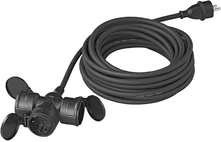 Proplus Verlengkabel Schuko 3-voudig 10 meter 3x1,5mm² zwart