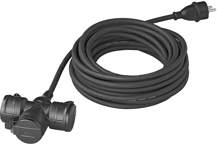 Proplus Verlengkabel Schuko 3-voudig 20 meter 3x1,5mm² zwart