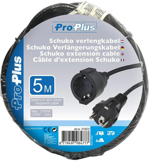 Verlängerungskabel Schuko 5 Meter 3x1,0mm² schwarz