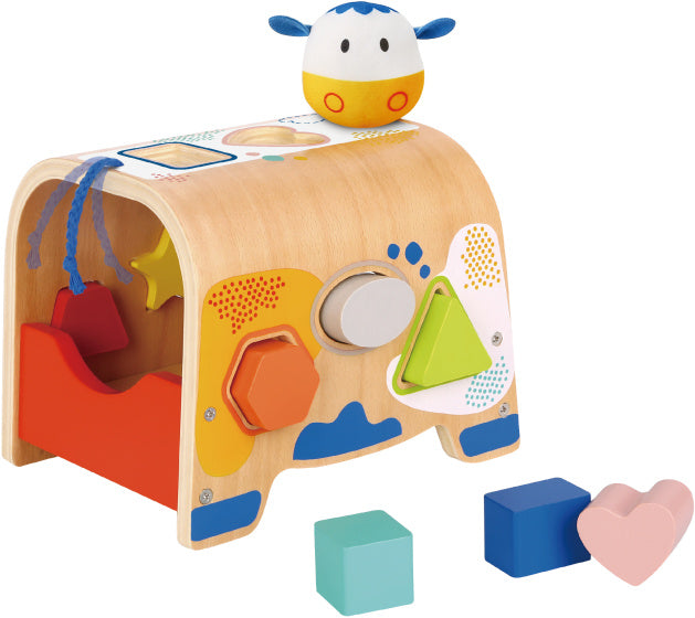 Tooky toy Houten Vormenstoof Koe 12 maanden 9-delig