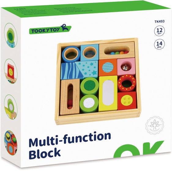 Tooky Toy Multifunktions-Holzklötze 12 Monate 14 Teile