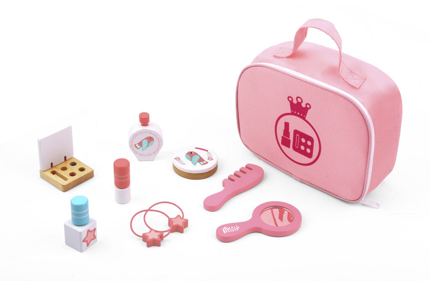 Tooky Toy Holz-Schminkspielzeug-Set, Rosa, 11-teilig