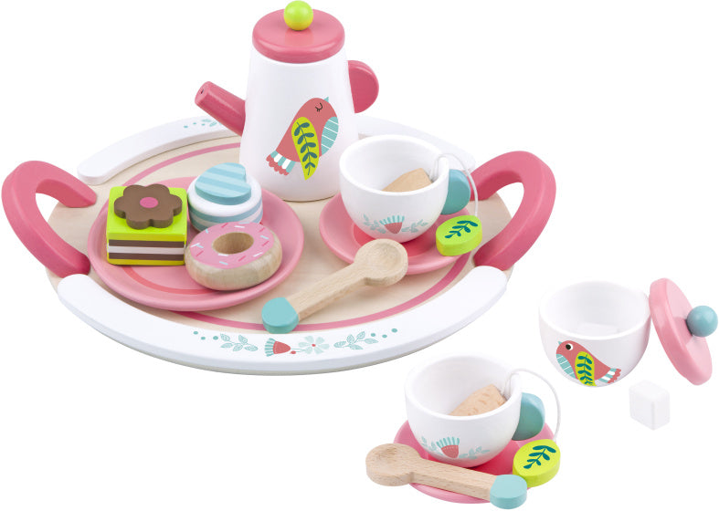 Tooky Toy Holz-Teeservice Weiß/Rosa 19 Stück