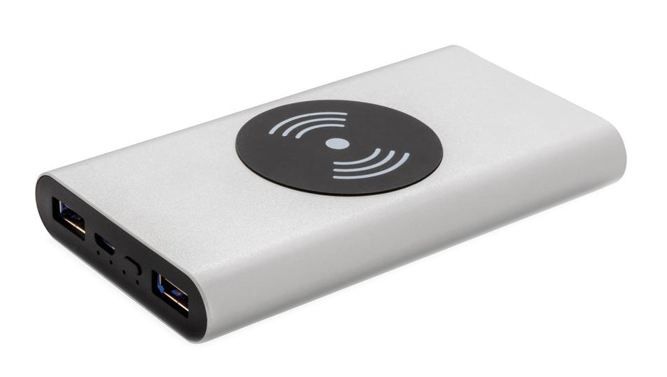 Netzteil drahtlos 10.000 mAh 12,5 cm Alu-Silber