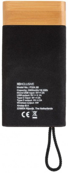 Kraftbank Bambus X 5000 mAh Bambus schwarz/natur